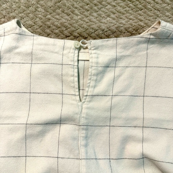 MUJI flannel blouse, off-white with black window-pane plaid, size XS - Picture 9 of 9